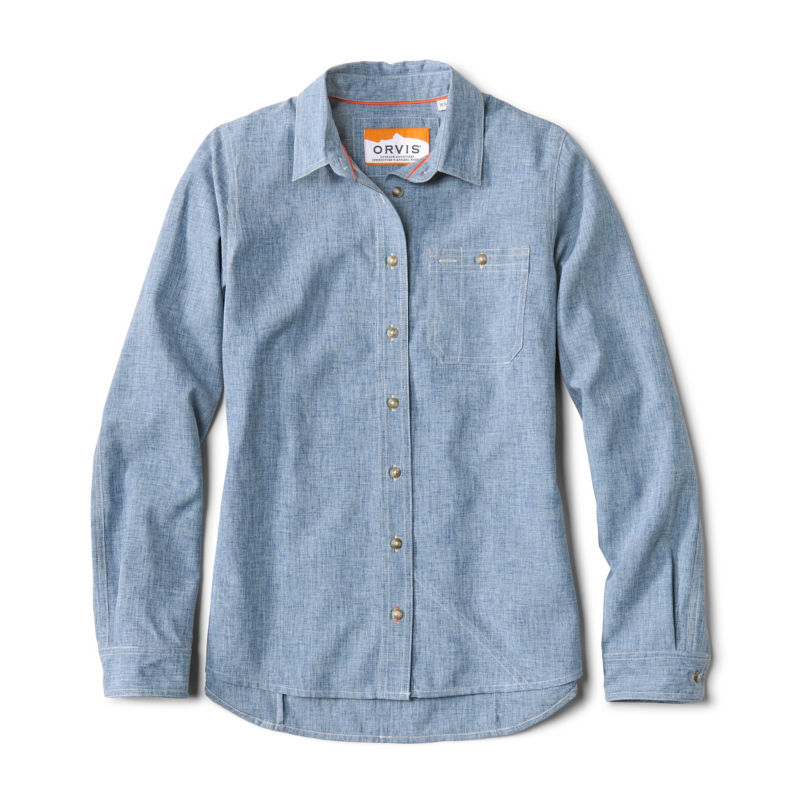 Women&rsquo;s Tech Chambray Long-Sleeve Work Shirt - BLUE CHAMBRAY image number 0