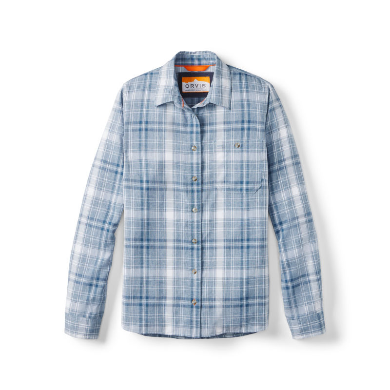 Women&rsquo;s Tech Chambray Long-Sleeve Work Shirt - BLUE/WHITE PLAID image number 5