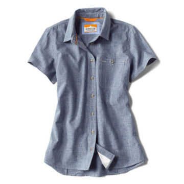 Short-Sleeved Tech Chambray Work Shirt - BLUE CHAMBRAYimage number 0