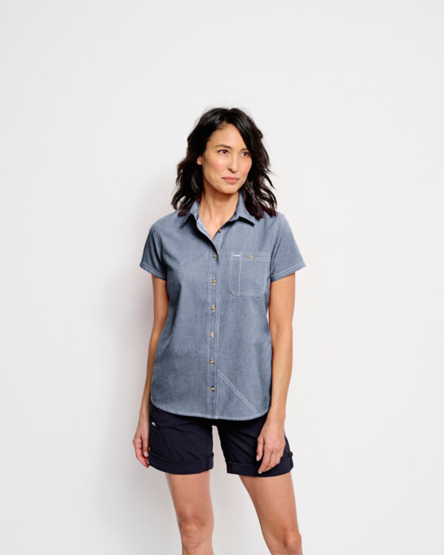 DNC WORKWEAR Women’s Cotton Chambray Shirt - Short Sleeve - 4105