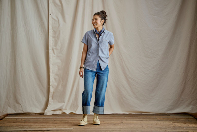 Women&rsquo;s Tech Chambray Short-Sleeve Work Shirt - BLUE CHAMBRAY