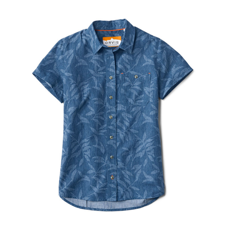 Women&rsquo;s Tech Chambray Short-Sleeve Work Shirt - LAKESIDE STITCH LEAF image number 5