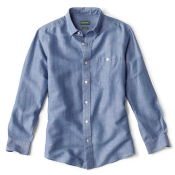 Linen/Cotton Performance Long-Sleeved Shirt - MEDIUM BLUEimage number 0