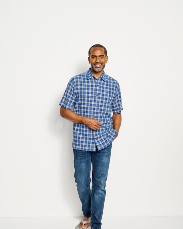 Hemp/TENCEL Stretch Short-Sleeve Shirt - SPRING GREEN image number 1