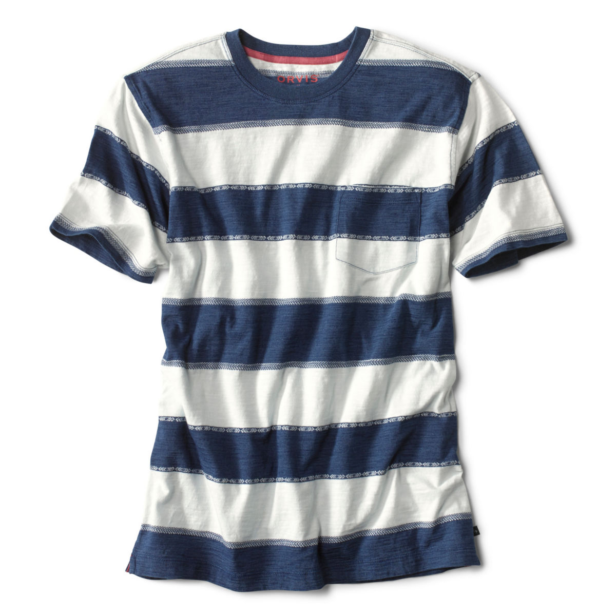 Indigo Striped Jacquard Short-Sleeved T-Shirt - BLUE/WHITEimage number 0