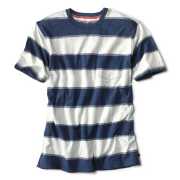 Indigo Striped Jacquard Short-Sleeved T-Shirt - 