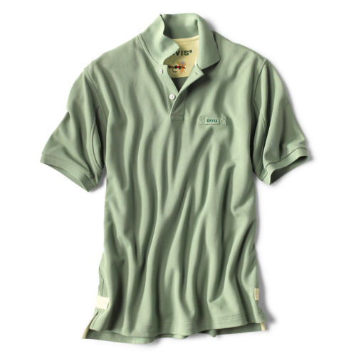 A sage green polo shirt