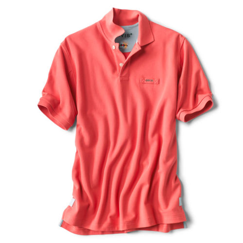 A coral polo shirt