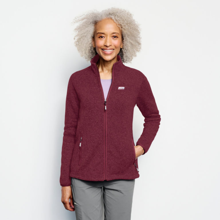 Recycled Sweater Fleece Jacket - SANGRIA image number 1