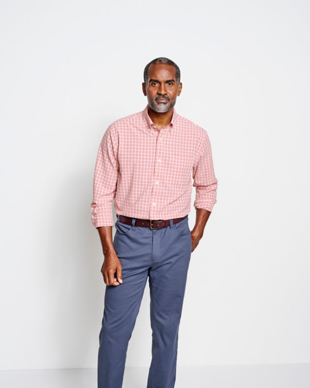 Men's Ultralight Comfort Stretch Long-Sleeve Shirt - TRUE NAVY/SNOW image number 6