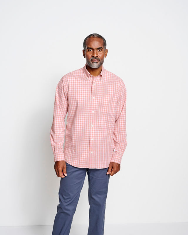 Men's Ultralight Comfort Stretch Long-Sleeve Shirt - TRUE NAVY/SNOW image number 7