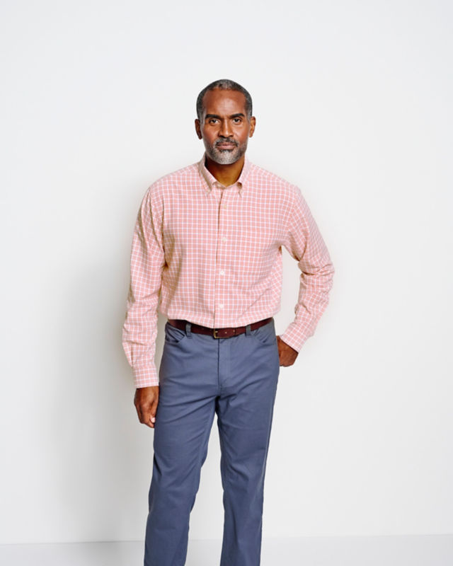 Men's Ultralight Comfort Stretch Long-Sleeve Shirt - TRUE NAVY/SNOW image number 1