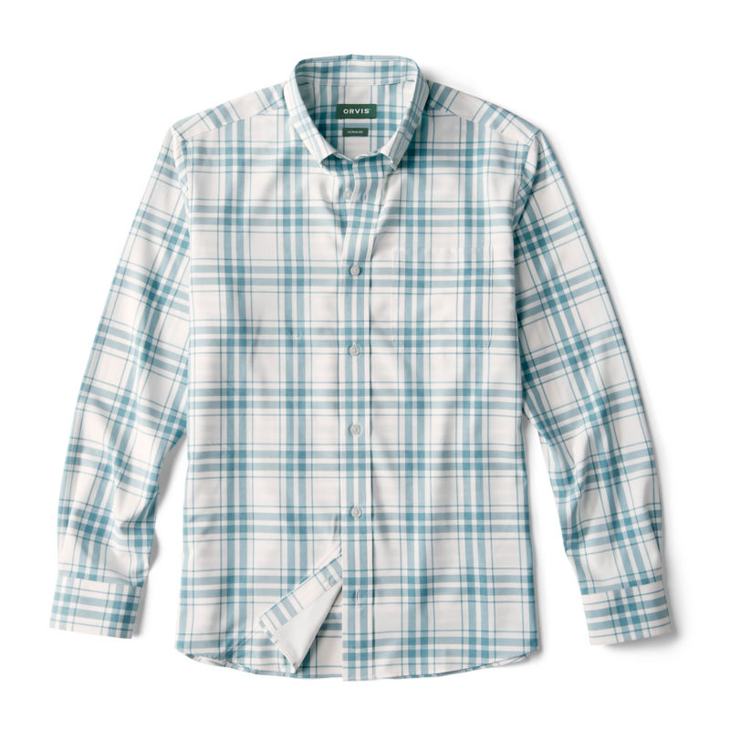 Men&rsquo;s Ultralight Comfort Stretch Long-Sleeve Shirt - DARK CYAN/WHITE