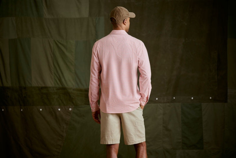 Men&rsquo;s Ultralight Comfort Stretch Long-Sleeve Shirt - DARK CYAN/WHITE image number 4