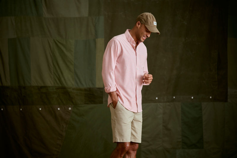 Men&rsquo;s Ultralight Comfort Stretch Long-Sleeve Shirt - DARK CYAN/WHITE image number 3