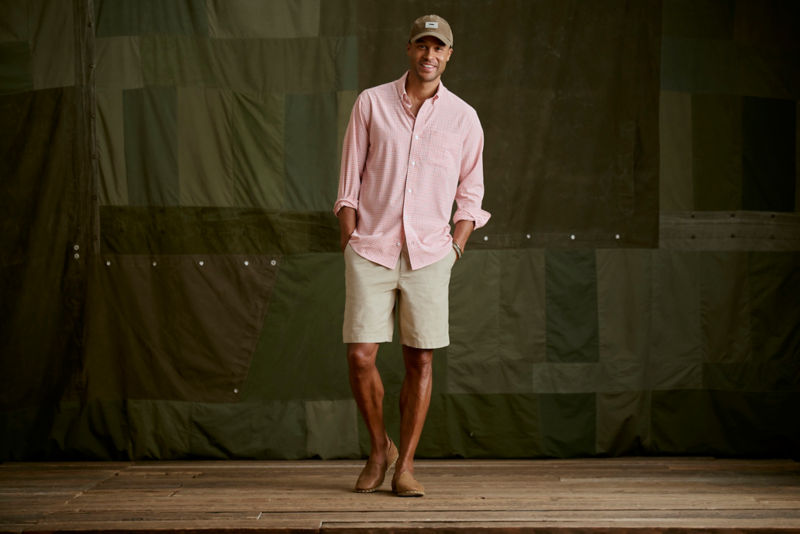 Men&rsquo;s Ultralight Comfort Stretch Long-Sleeve Shirt - DARK CYAN/WHITE image number 5