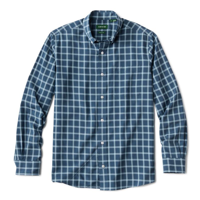 Ultralight Comfort Stretch Long-Sleeve Shirt - NAVY/AQUA TATTERSALL