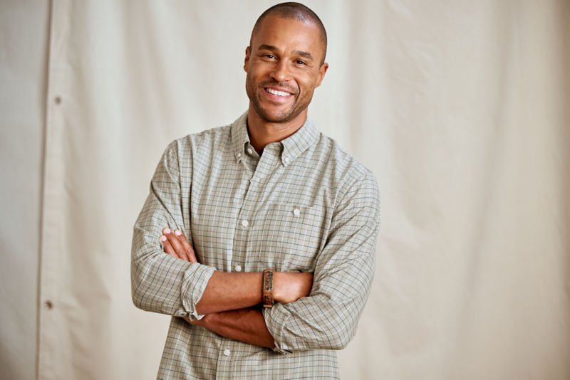 Country Twill Long-Sleeve Button-Down Shirt - SILVER PINE/SNOW image number 1