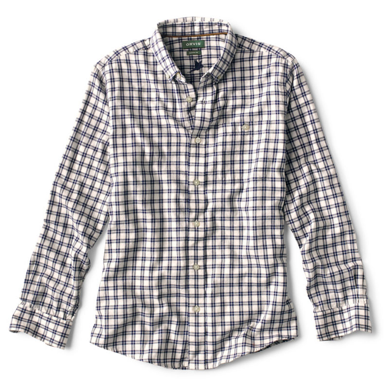 Country Twill Long-Sleeve Button-Down Shirt - NAVY/CREAM