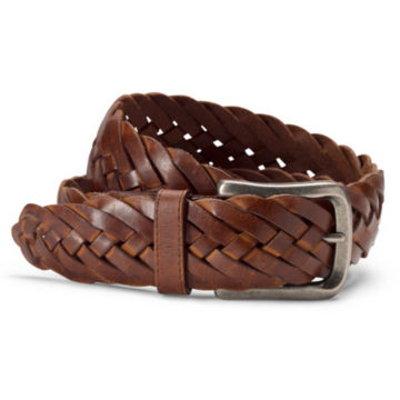 Women’s Burnished Leather Braided Belt - BROWN image number 0