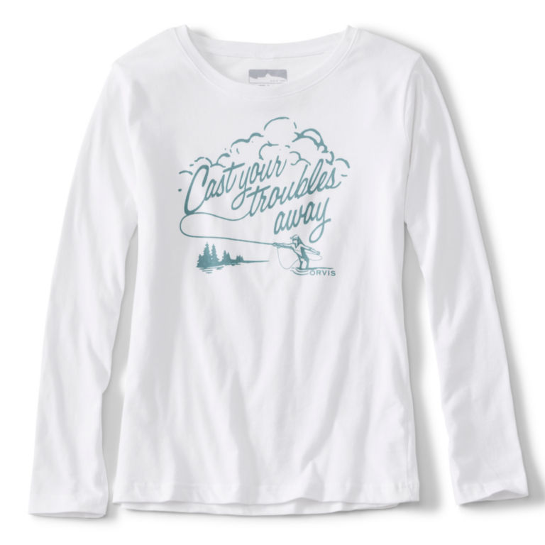 Women’s Cast Your Troubles Long-Sleeved Tee - WHITE image number 0