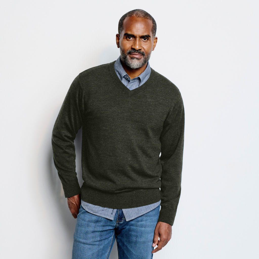 Merino V-Neck Long-Sleeved Sweater -  image number 1
