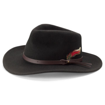 Red Feather Crushable Felt Hat - BLACK image number 0
