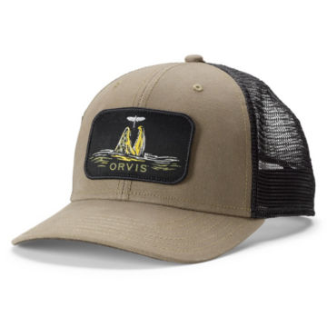 Brown Trout Rise Trucker Hat - OLIVE image number 0