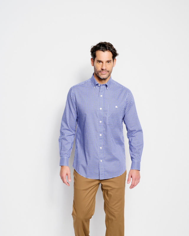 No-Work Long-Sleeve Shirt - BLUE GINGHAM image number 1