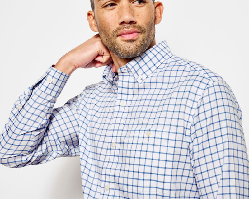 No-Work Long-Sleeve Shirt - MEDIUM BLUE TATTERSALL image number 2