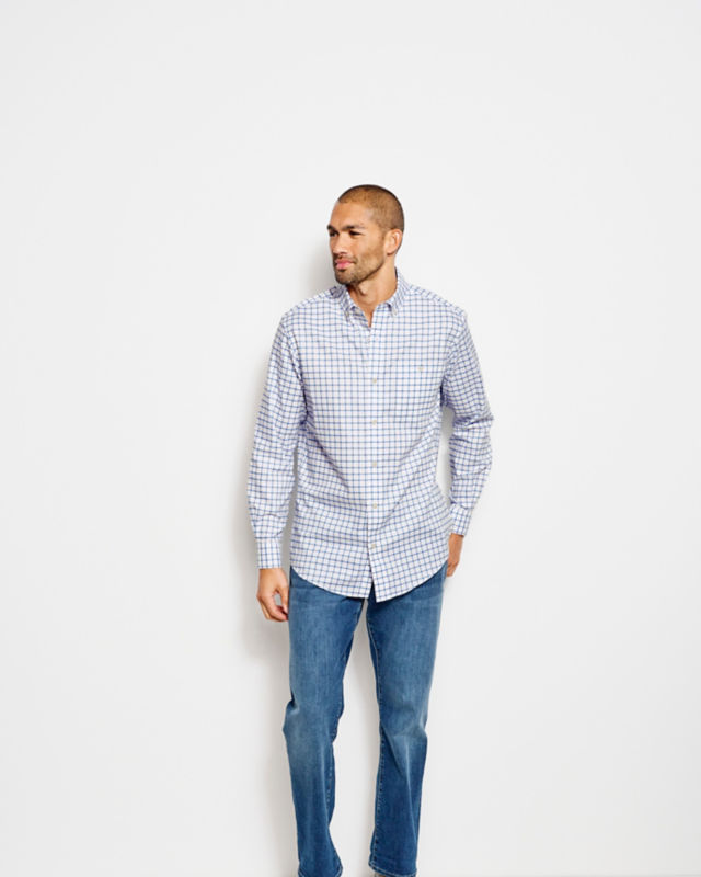 No-Work Long-Sleeve Shirt - MEDIUM BLUE TATTERSALL image number 6