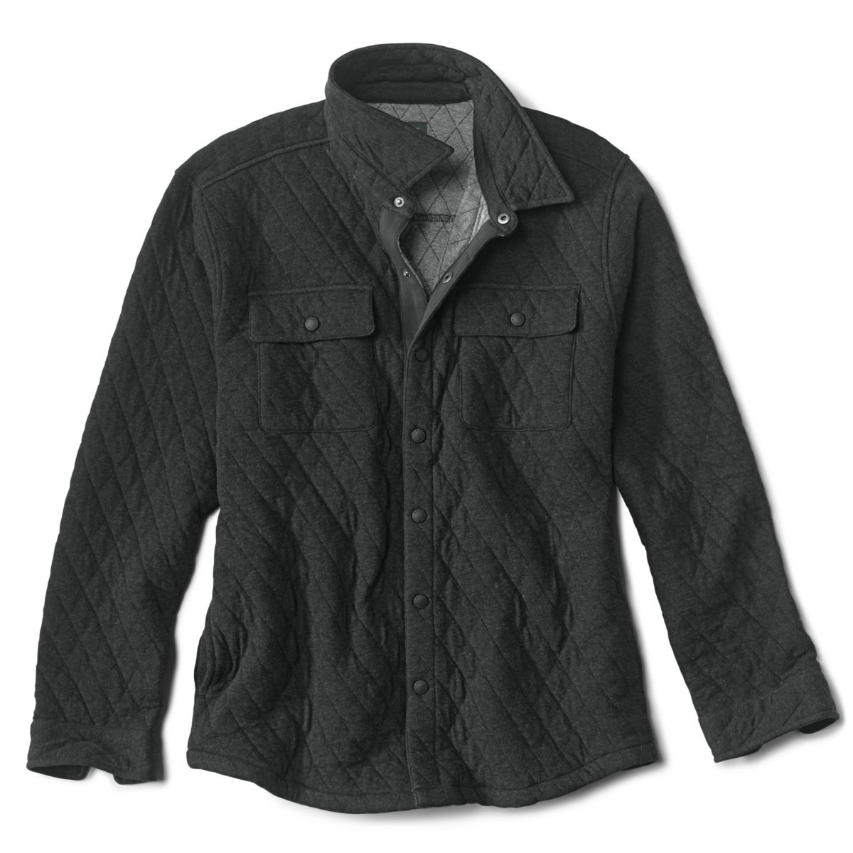 Outdoor Quilted Snap Shirt Jacket - BLACKimage number 0