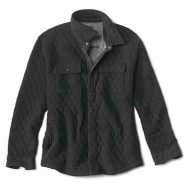 Outdoor Quilted Snap Shirt Jacket - BLACK