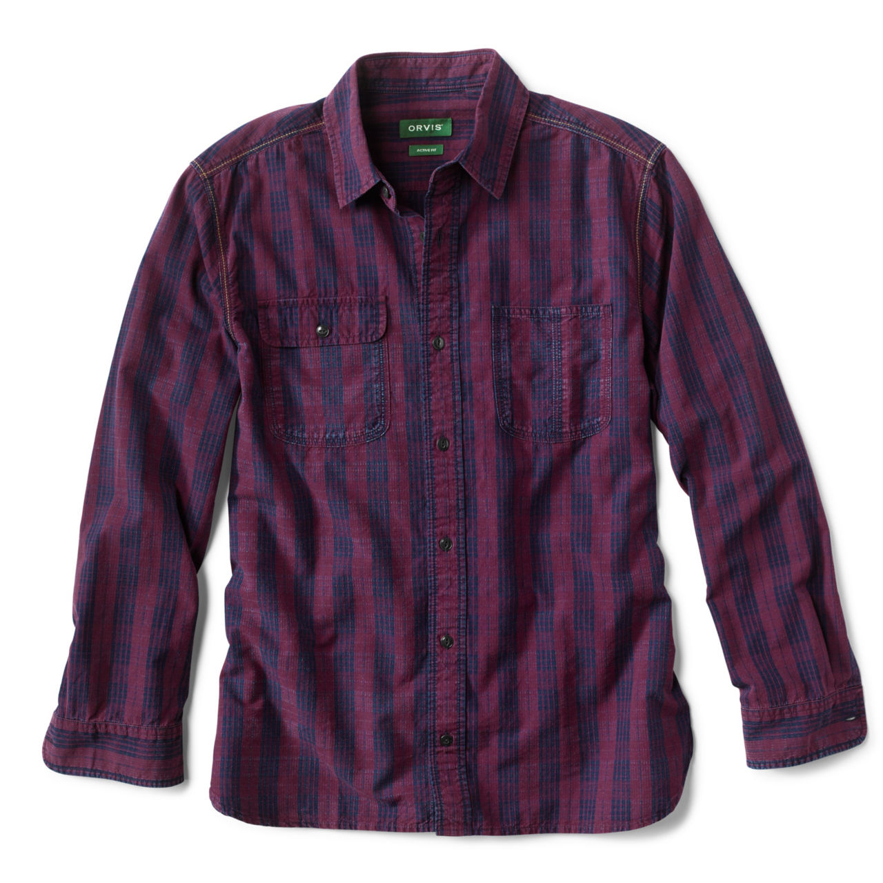 Indigo Ripstop Long-Sleeved Shirt - RED/INDIGO image number 0
