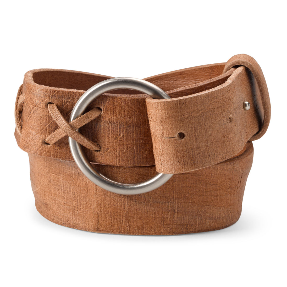 Textured Leather O-Ring Belt - TANimage number 0
