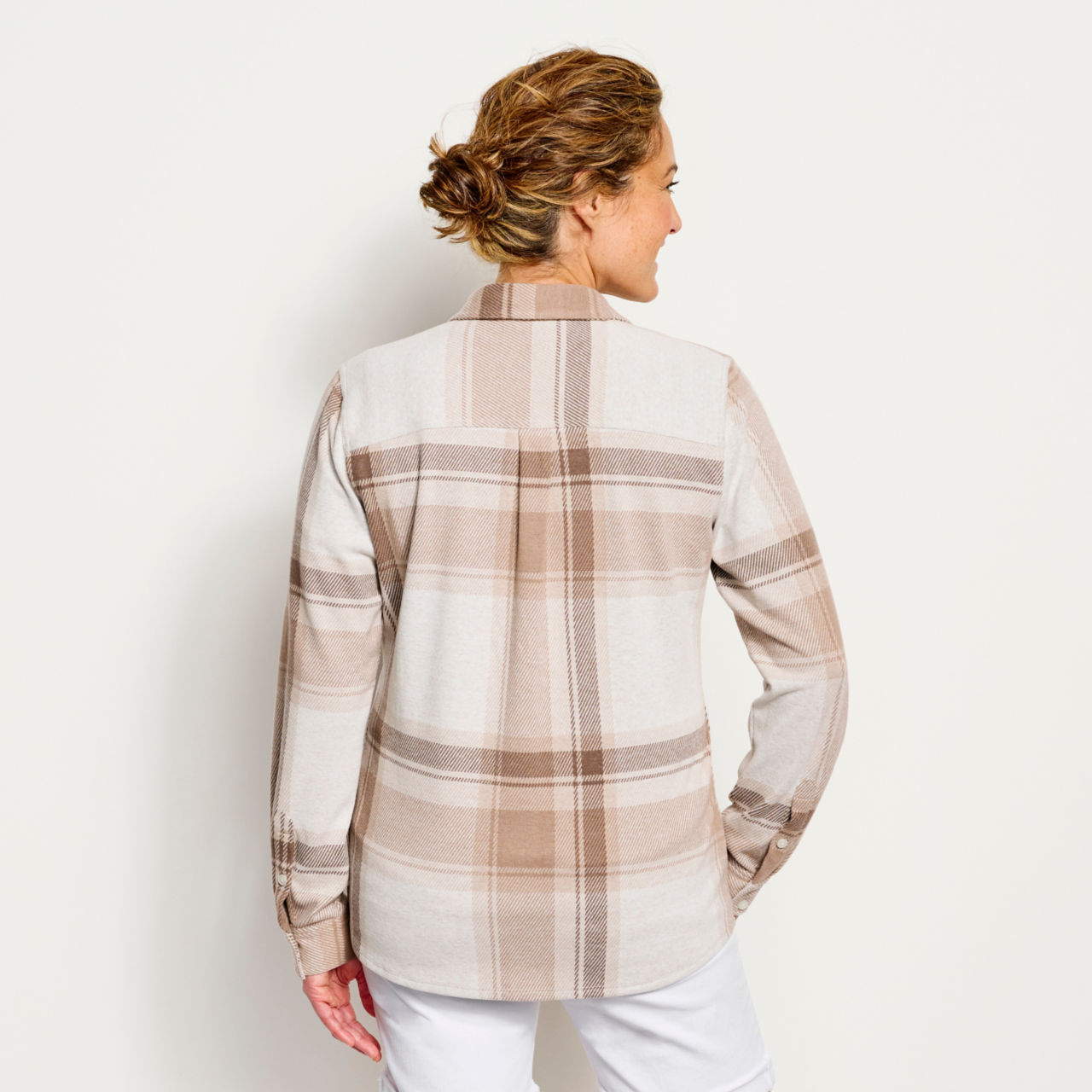 Women’s Snowy River Brushed Knit Long-Sleeved Shirt - SEA GLASS PLAID image number 5