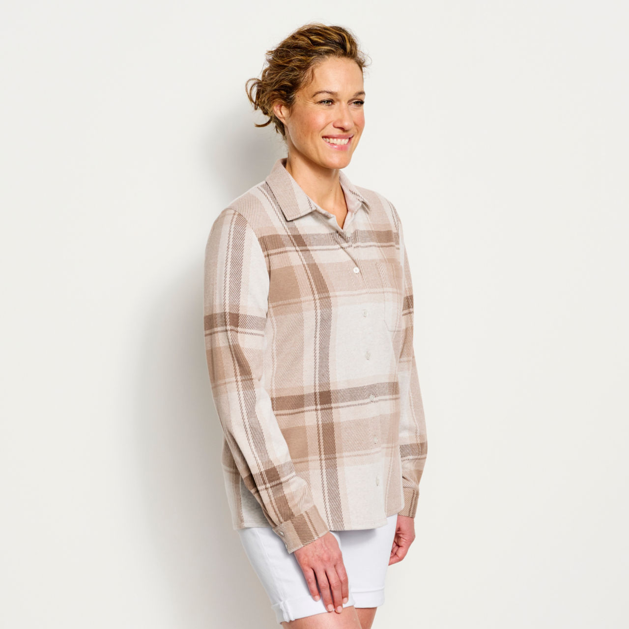 Women’s Snowy River Brushed Knit Long-Sleeved Shirt - FEATHER PLAID image number 1