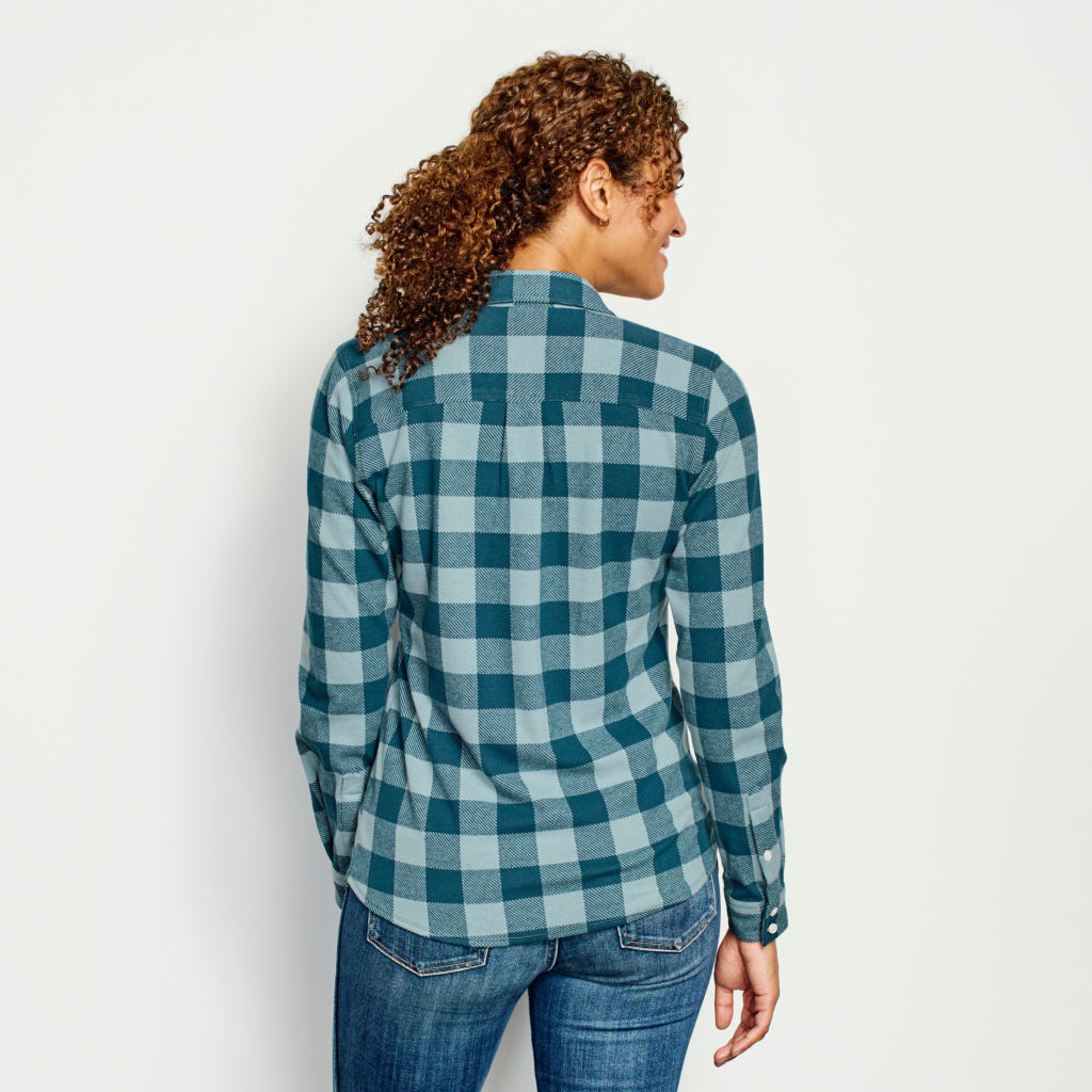 Snowy River Brushed Knit Long-Sleeved Shirt - MINERAL BLUE PLAID image number 4