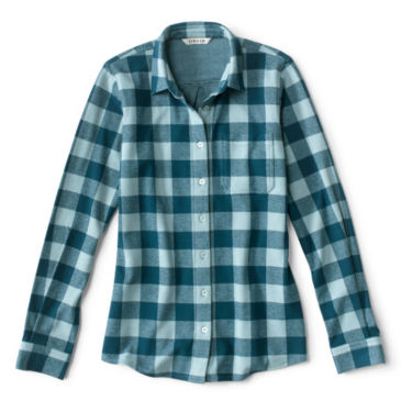 Women’s Snowy River Brushed Knit Long-Sleeved Shirt - MINERAL BLUE PLAID