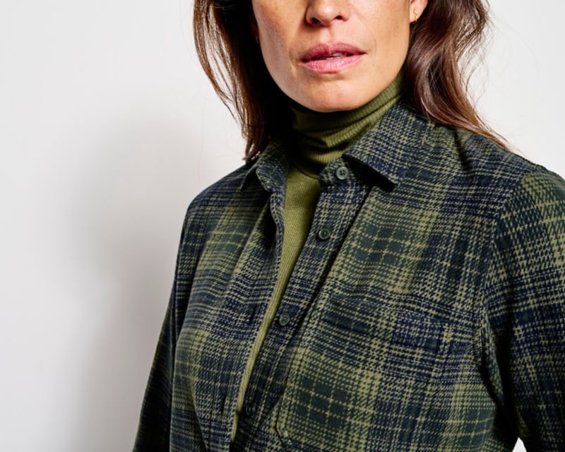 Women&rsquo;s Snowy River Brushed Knit Long-Sleeve Shirt - DARK PINE PLAID image number 6