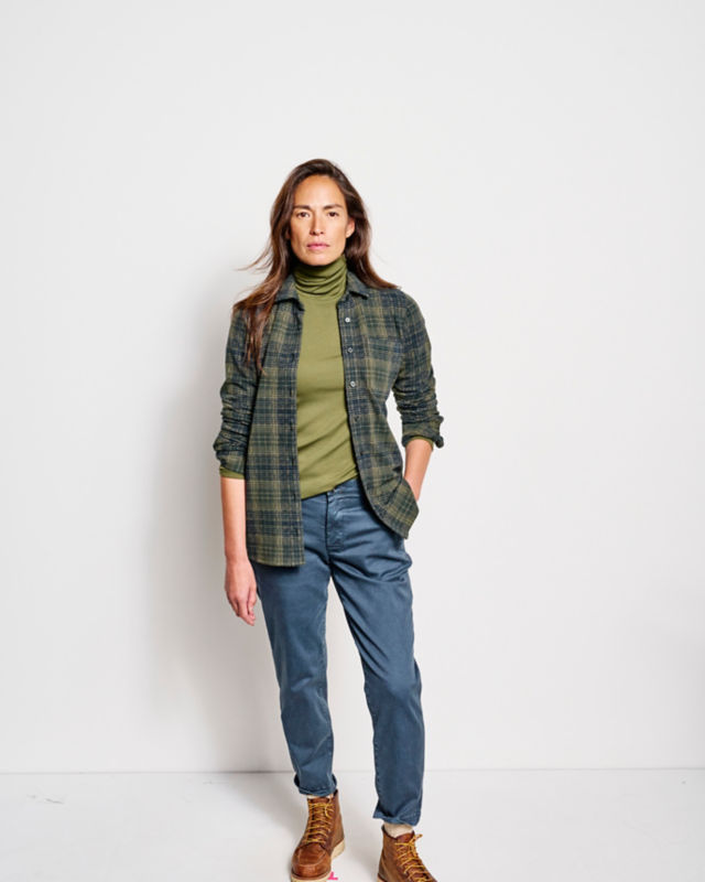 Women&rsquo;s Snowy River Brushed Knit Long-Sleeve Shirt - DARK PINE PLAID image number 3