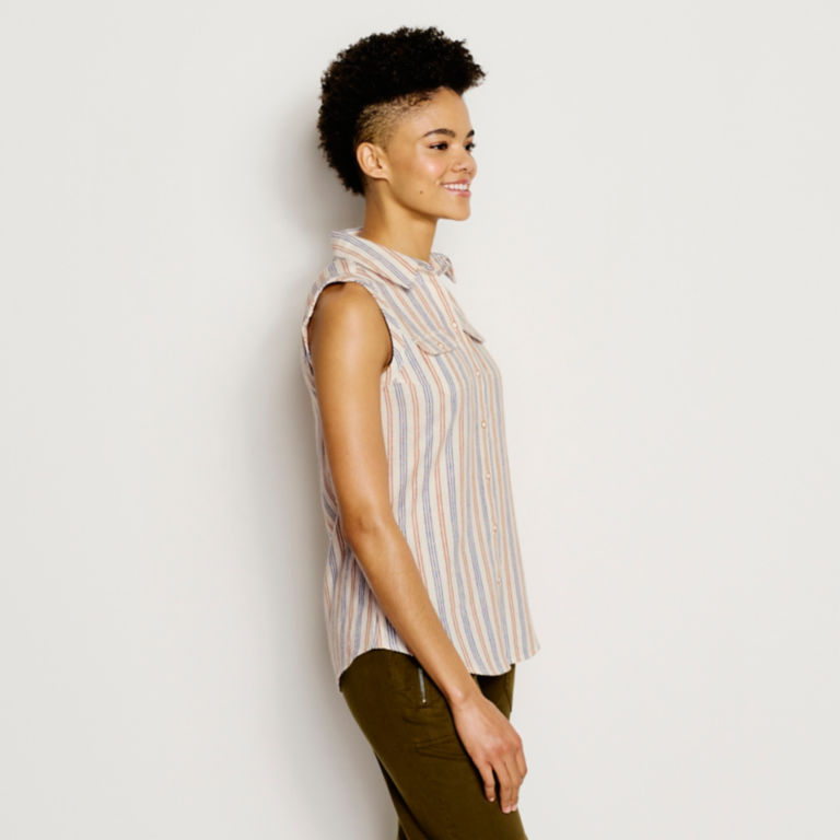 Linen-Blend Dobby Sleeveless Shirt -  image number 1