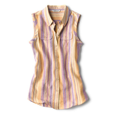 Linen-Blend Dobby Sleeveless Shirt - MULTI STRIPE