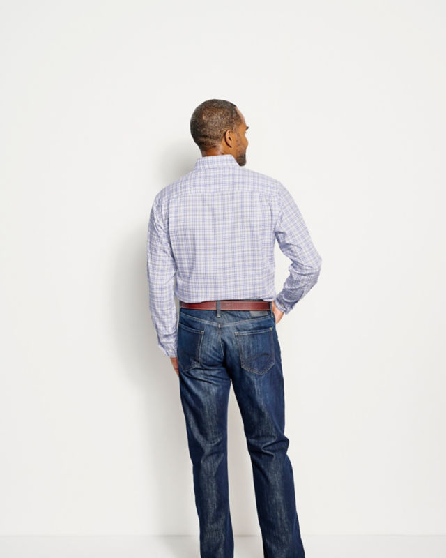 No-Work Hidden Button-Down Long-Sleeve Shirt - NAVY/BLUE FOG image number 4