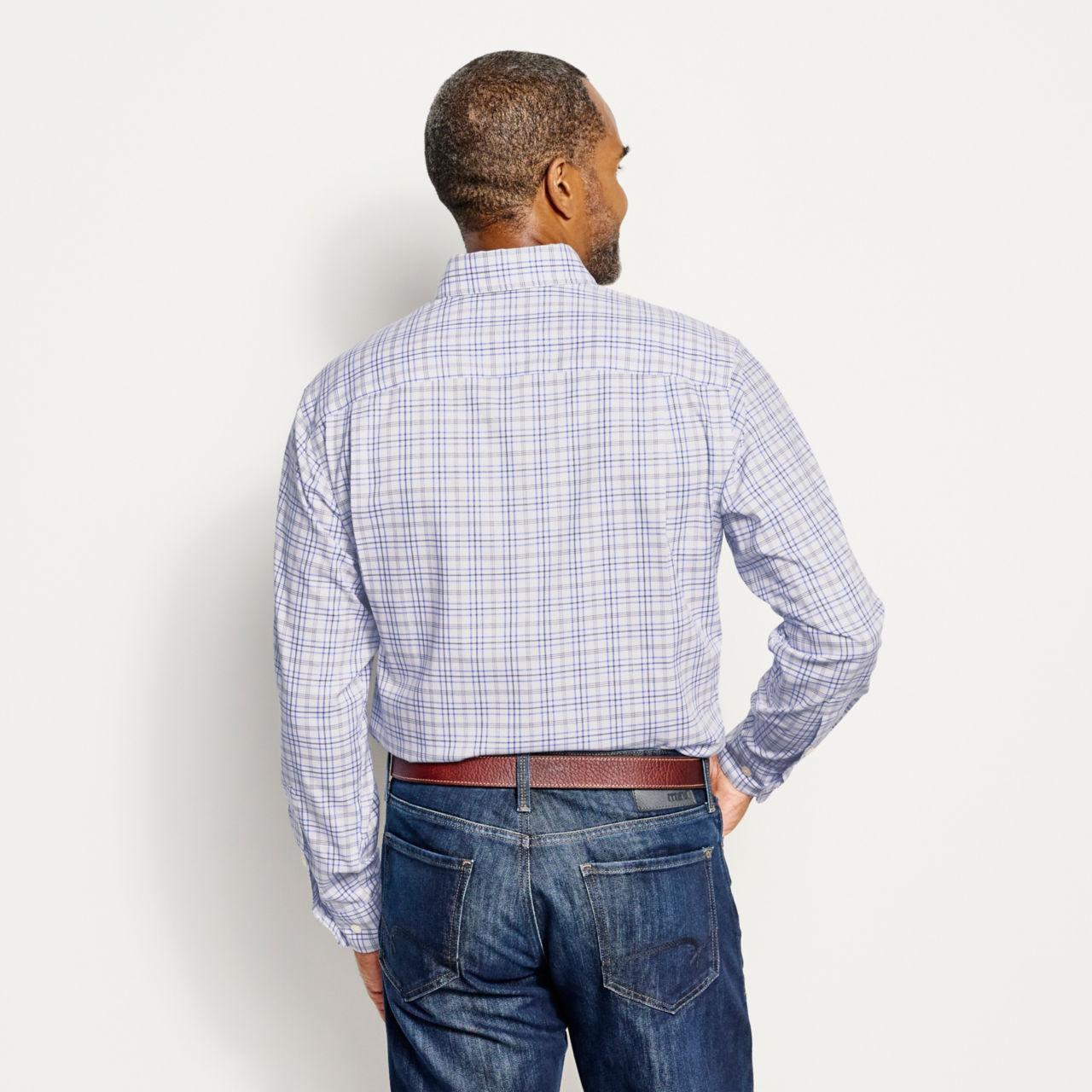 No-Work, Work Long-Sleeved Hidden Button-Down Shirt - NAVY/BLUE FOG image number 4