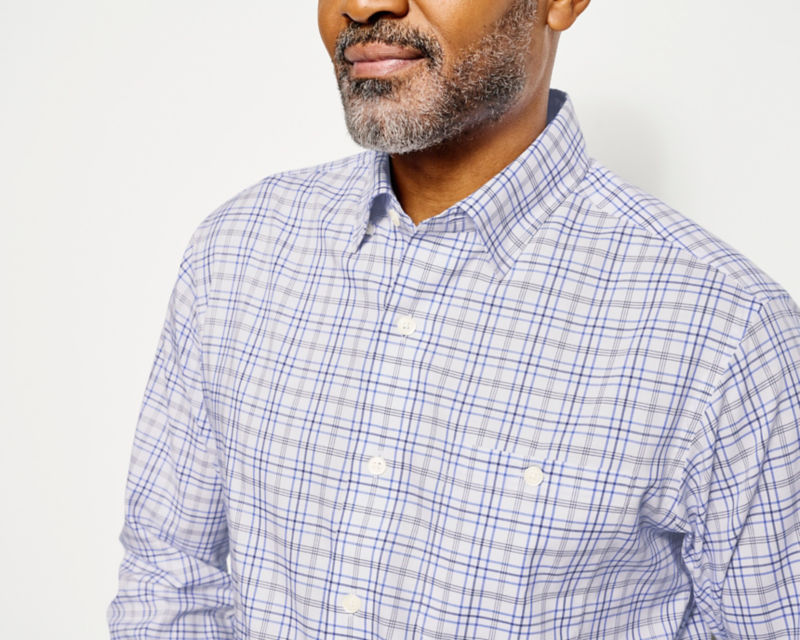 No-Work Hidden Button-Down Long-Sleeve Shirt - NAVY/BLUE FOG image number 6