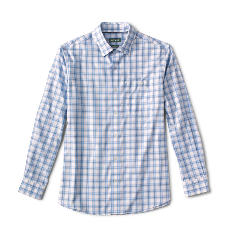 No-Work Hidden Button-Down Long-Sleeve Shirt - NAVY/BLUE FOG