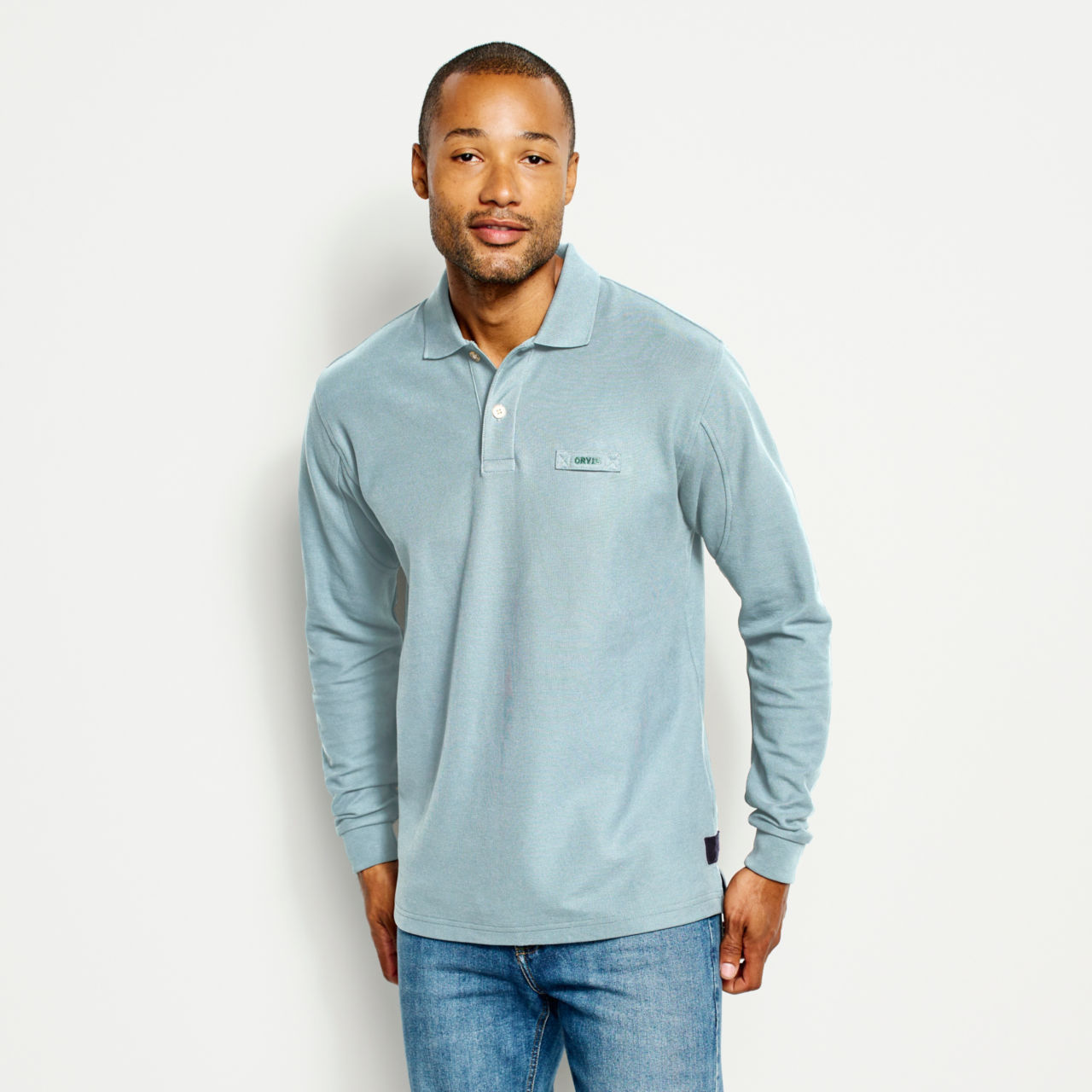 The Orvis Signature Long-Sleeved Polo - MINERAL BLUE image number 1