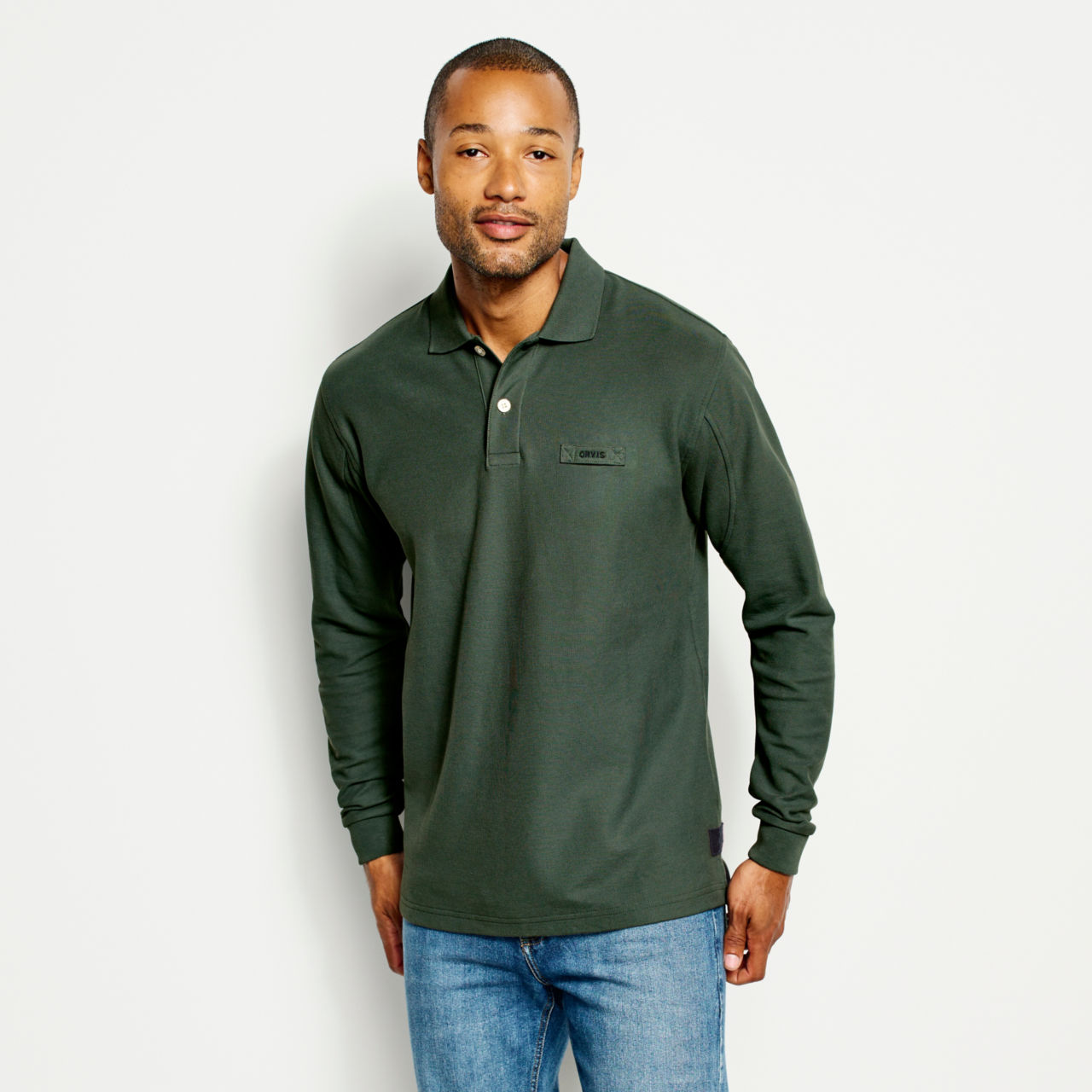 The Orvis Signature Long-Sleeved Polo - DARK PINE image number 1