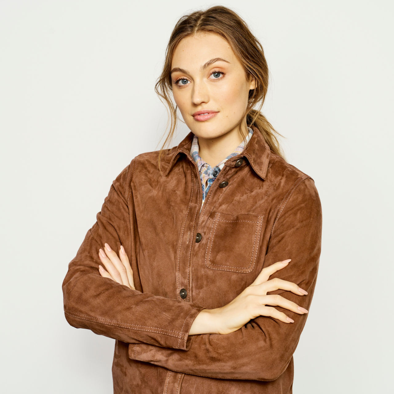 Suede Overshirt - TOBACCO image number 4